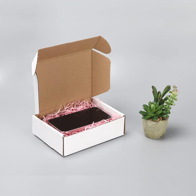 HORLIMER 7x5x2 inches Shipping Boxes Set of 25, White Corrugated Cardboard Box Literature Mailer