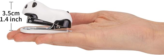 Deli Mini Cute Panda Desktop Stapler, 12 Sheet Capacity | Includes Built-in Staple Remover & 1000PCS No.10 Staples