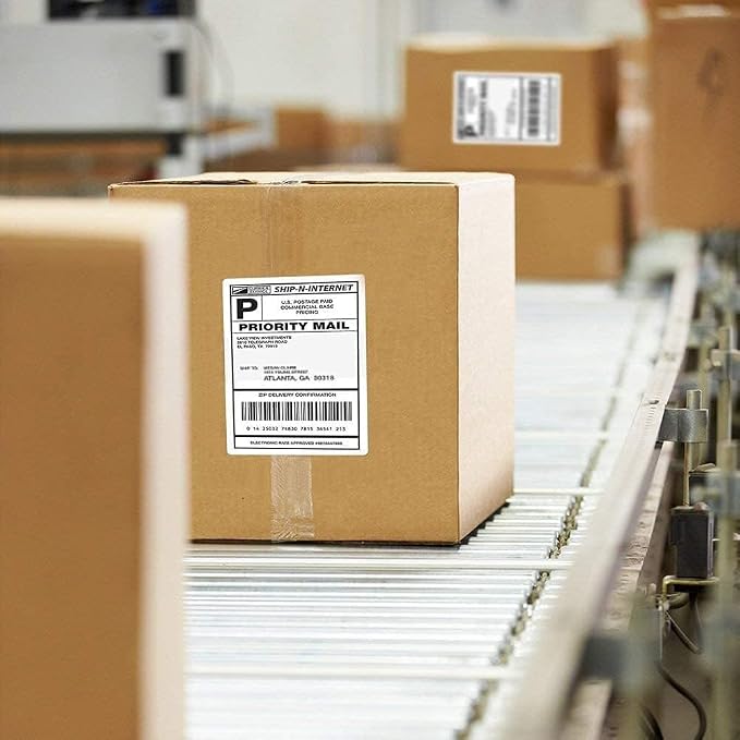 Immuson Fanfold 4 x 6 Direct Thermal Shipping Labels with Perforations,10000 Labels, Permanent Adhesive, White Mailing Labels for Thermal Printer