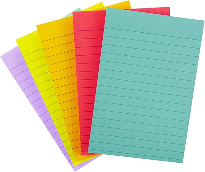 Post-it Super Sticky Lined Notes, 5 Sticky Note Pads, 4x6 in, Ideal for New Year Spring Cleaning or Second School Semester, Sticky Notes for Dorm, Home and Office, Bright Colors