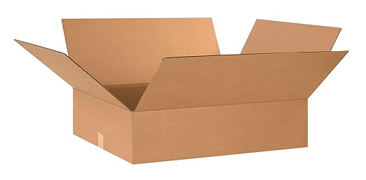 Aviditi 24206 Flat Corrugated Cardboard Box 24" L x 20" W x 6" H, Kraft, for Shipping, Packing and Moving (Pack of 10)