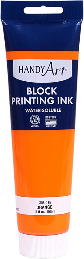 Handy Art 308-015 Water Soluble Block Printing Ink Tube, Orange, 5-Ounce