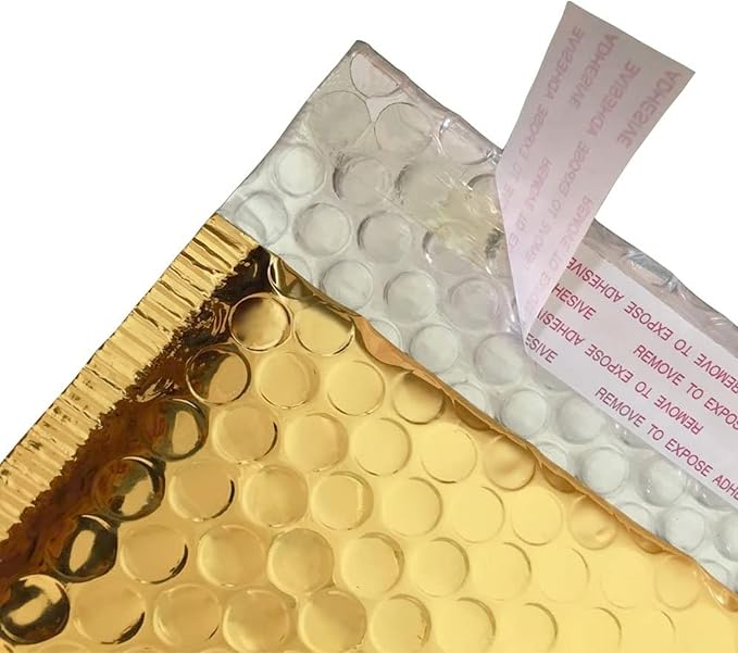 HOSL Metallic Padded Bubble Mailers shipping envelopes (Gold, 20Pack 6.25"(W) x 9"(L) (Inner))