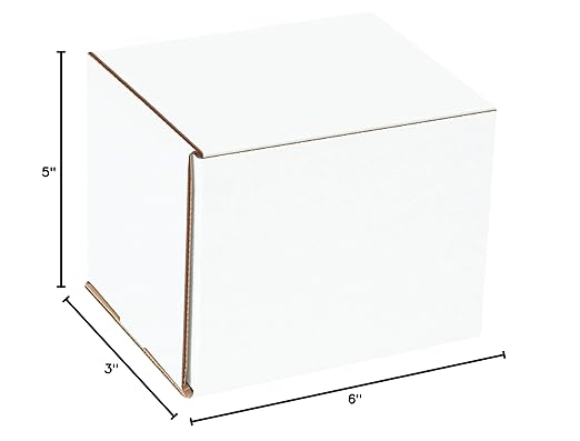 AVIDITI White Shipping Boxes 6"L x 5"W x 3"H, 50-Pack - White Box Crush-Proof Mailers for Packaging, Storage, Gifts or Bulk Business Orders