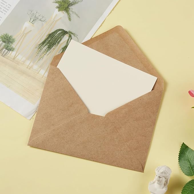50 Pack A7 Brown 5x7 Envelopes Invitation Envelopes with Stickers | V Flap Colorful Envelopes, For 5x7 Cards, Birthday, Weddings, Graduations, Baby Shower, 5.24 x 7.24 Inches