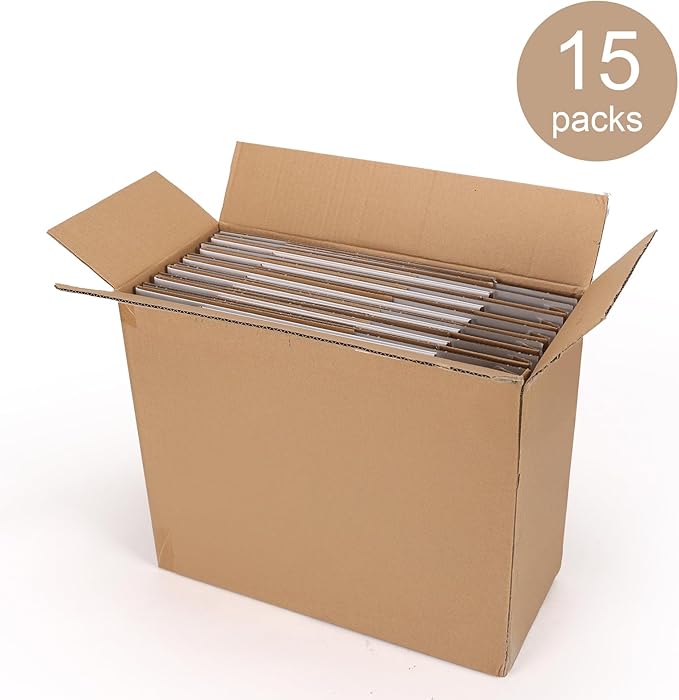 Hoikwo 15 Packs 12x9x8 Large Thin Shipping Boxes | White Big Corrugated Cardboard Box Set for Small Business for Packaging Mailing Lightweight items