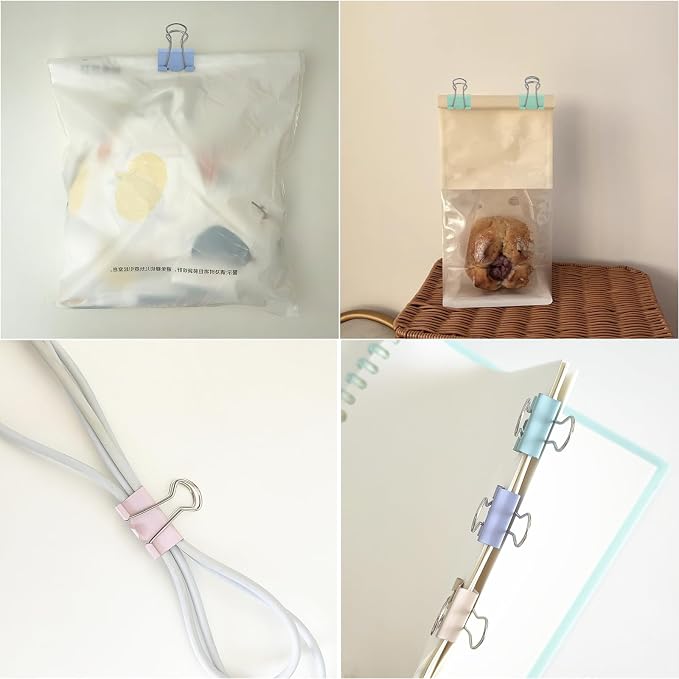 76 Pcs Colored Binder Clips Paper Clamps Assorted Sizes Small Medium Large Colorful Binder Clips for Office Supplies Set