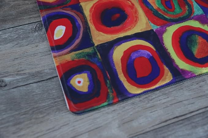dealzEpic - Art Mouse Pad - Natural Rubber Mousepad with Famous Fine Art Painting of Abstract Art Squares with Concentric Circles by Wassily Kandinsky - Stitched Edges - 9.5x7.9 inches