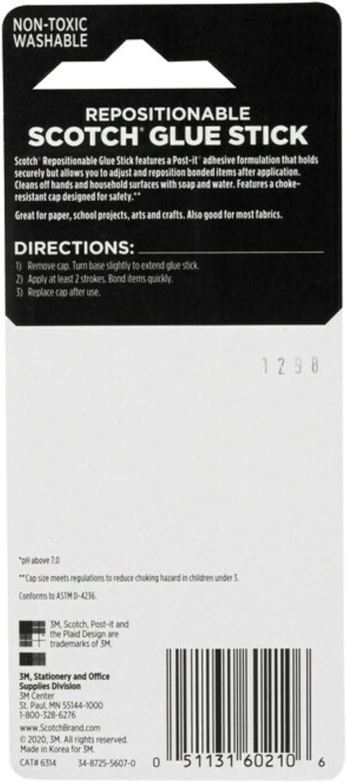 Removable Restickable Glue Stick.49oz, Repositionable Stick (5-Pack)
