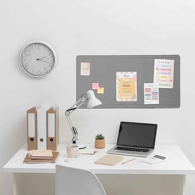 Felt Bulletin Board 35x18 inches, Decorative Pin Board for Home & Office | Cork Board Alternative for Wall with Push Pins, Display Mood Board for Photos, Notes & Reminders