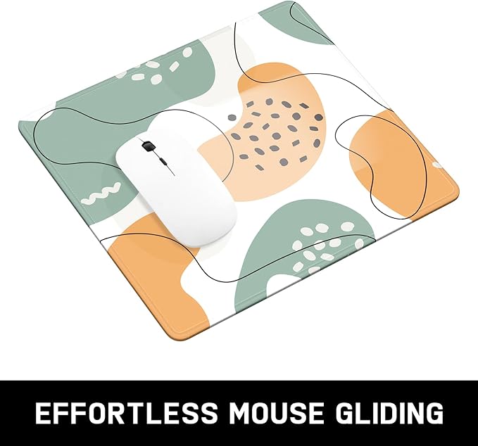 Mouse Pad, Minimalism Marble Style Computer Pad, Anti-Slip Rubber Mouse Mat with Stitched Edges for Gaming, Office, Laptop, PC, Women, 9" x 8" Thick 3 mm, Abstract Polka Dots