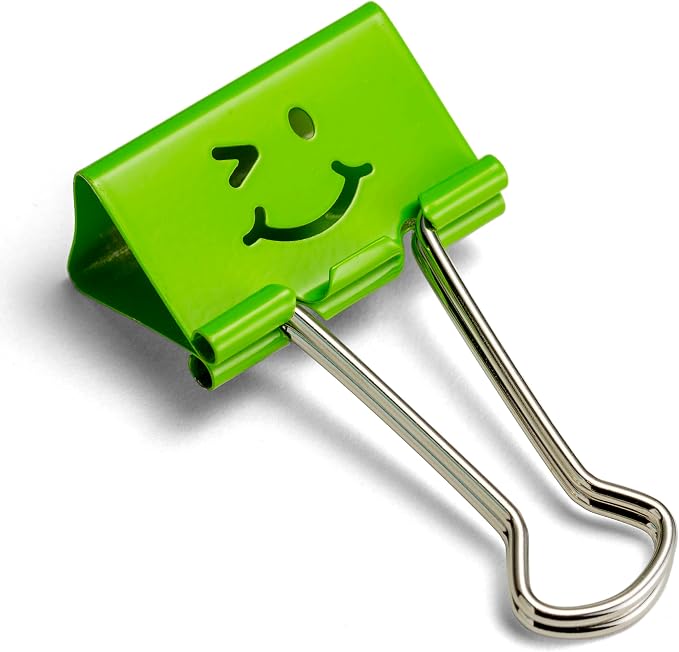 Officemate Smiling Face Binder Clips, Medium, Assorted Colors 36 Pcs, Paper Clamps for Office,Teacher Gifts, School and Home (31095) (Pack of 6)