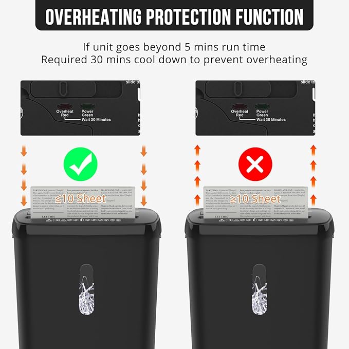 10-Sheet Strip Cut Paper Shredder, P-2 Security Level for Home Office, 3.17 Gallon Bin, Shreds CDs & Credit Cards, ETL Certified, Black