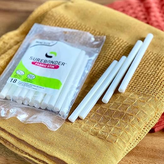 Surebonder White Mini Size Fabric Hot Glue Sticks, 4-Inch Length - Machine Washable, Works with Fabric, Leather, Ribbon, Foam, 18 Pack, White
