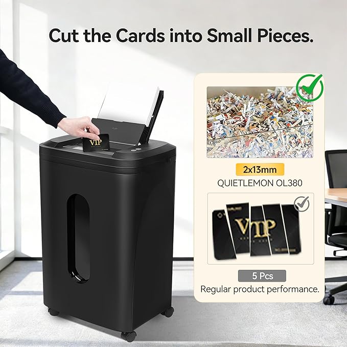250-Sheet Paper Shredder Auto Feed, Commercial Shredders Heavy Duty, 60 Min Non-Stop, P-5 Ultra Security Shredder for Home Office, Micro Cut with Wheels, 8.72 Gal Bin, <60 dB(OL380)