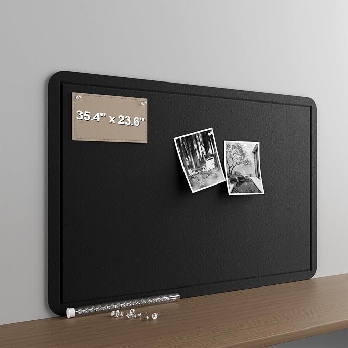 Felt Bulletin Board for Wall 36" x 24" Unfolded Size, Frameless Felt Pin Board, Soft Cork Board Alternative for Office, Home Planning, Notes, Photos & Wall Decor, Foldable Shipping, Easy Install