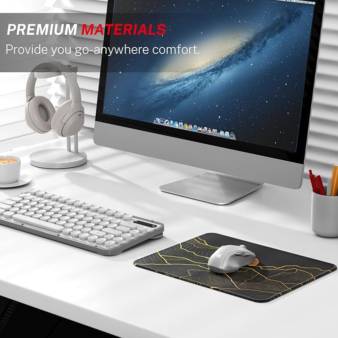 MROCO 3-Pack Mouse Pads, 30% Larger Surface, 8.5 x 11 in, Golden Rise | Anti-Fray Stitched Edges, Non-Slip Rubber Base, 3-Pack Value Set, Stylish Pattern Design, Office & Home Use