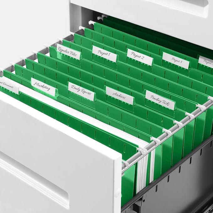 SUNEE Hanging File Folders, 25 Pack Letter Size Hanging File Folders with 1/5-Cut Tabs, Ideal for Home and Office Organization and Papers Classification,Light Green