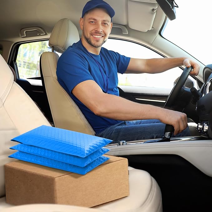 UCGOU Bubble Mailers 5x8.6" Usable Size 5x7" Padded Envelopes Blue 50 Pack | Waterproof Lightweight Mailing Packages,Opaque Self Seal Adhesive Boutique Padded Shipping Bags for Jewelry Makeup Supplier