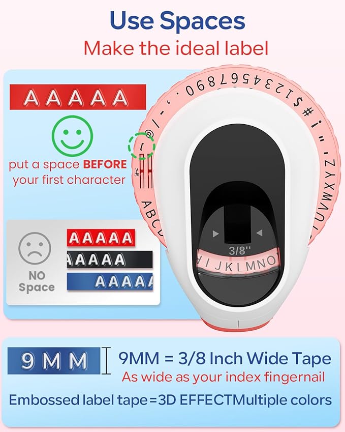 Embossing Label Maker Machine with Tapes,Vintage Embossed Label Maker,Retro Label Makers,Old School Manual Embosser with 3 Rolls 3D Embossing Tapes for Home/Office/Scrapbook Supplies/Junk Journal Kits