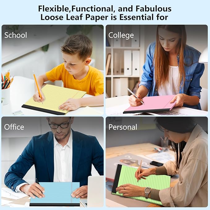 Legal Pads 8.5 x 11 Note Pads Wide Ruled Paper, 4 Pack Colored Notepads | Note Pads 8.5 x 11 Pink Writing Pad Multicolor Notepad with Sturdy White Back Lined Paper Writing Paper Tablets,30 Sheets/Pad