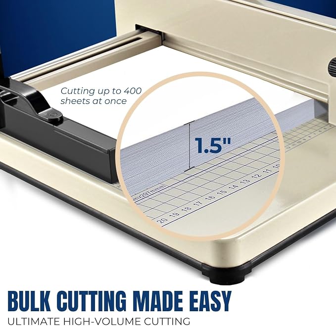Flexzion Guillotine Paper Cutter 12" A4 Professional Industrial Heavy Duty Scrapbooking Metal Base Trimmer Machine 400 Sheet Capacity for Office Commercial Photocopy Printing Shop | Large Industrial Paper Cutter for A4 Stacks; Hardened Steel Blade for ...
