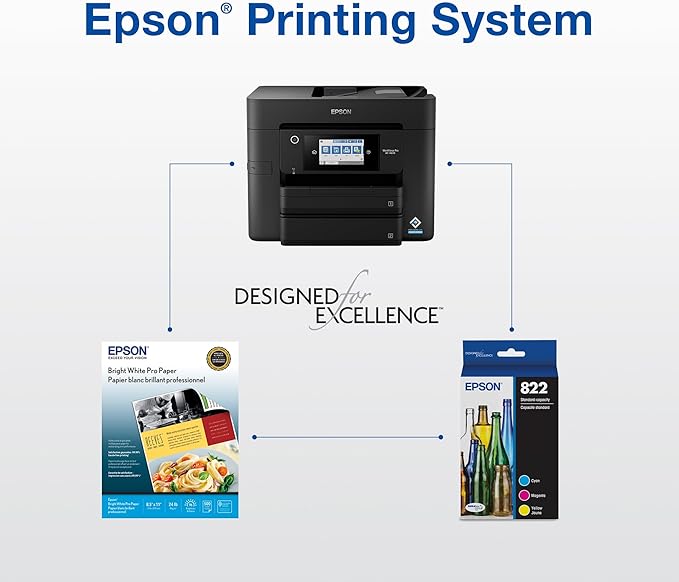 EPSON 822 DURABrite Ultra Ink Standard Capacity Black & Color Cartridge Combo Pack (T822120-BCS) Works with WorkForce Pro WF-3820,3823, 4820, 4830, 4833, 4834