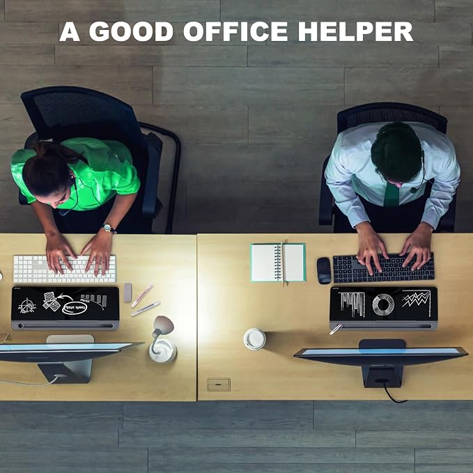 Desktop Whiteboard Dry-Erase-Board - Computer Keyboard Stand White Board Surface Pad with Drawer, Desk Organizers with Accessories for Office, Home, School Supplies - Black&Grey