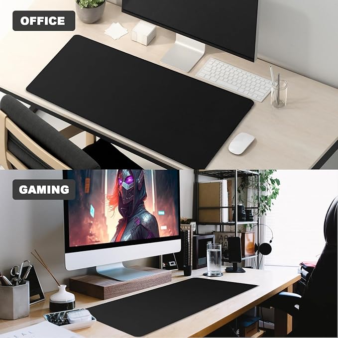 Large Mouse Pad Desk Mat Large Office Desk Pad with Stitched Edges, Gray | 31.5" x 15.7" Mousepad Non-Slip Waterproof Rubber Base PC Laptop Home Office Accessories