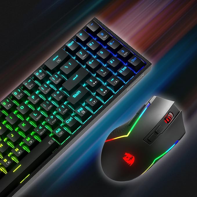 Redragon S136 Gaming Keyboard & Mouse Combo, 75% K628 Tri-Mode Wireless RGB Mechanical Keyboard and 7200 DPI Wireless Gaming Mouse Bundle, Convenient Shared Dongle