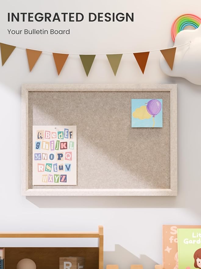 Fluxynara 15.7" x 11.8" Felt Frame Bulletin Board, Deep Camel | Cork Board Alternative with 12 Removable Adhesive Tabs, Foldable Pin Board for Wall, Home, Office, Classroom & Dorm