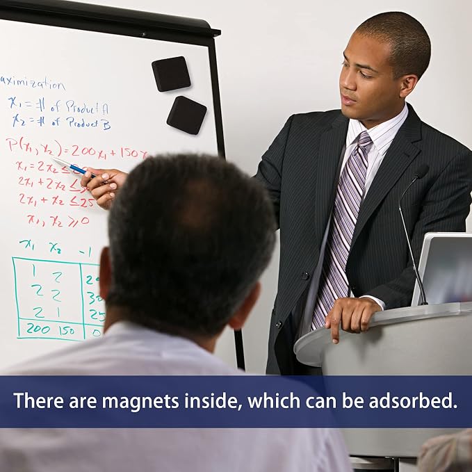Favide 24 Pack Magnetic Whiteboard Dry Erase Erasers for Classroom School | Whiteboard Dry Erase Erasers Chalkboard for School Supplies and Office Classroom and Teacher Must Haves (Square,Black)