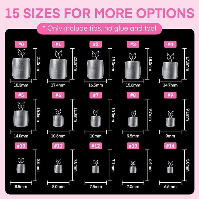 UNA GELLA Square Toe Nail Tips For Big Toe, 504Pcs 15Sizes Soft Gel Full Cover Toe Nail Tip Pre-buff Fake Acrylic Toes Nail Press Ons Soak Off Pedicure For Nail Extensions Home DIY Nails Salon