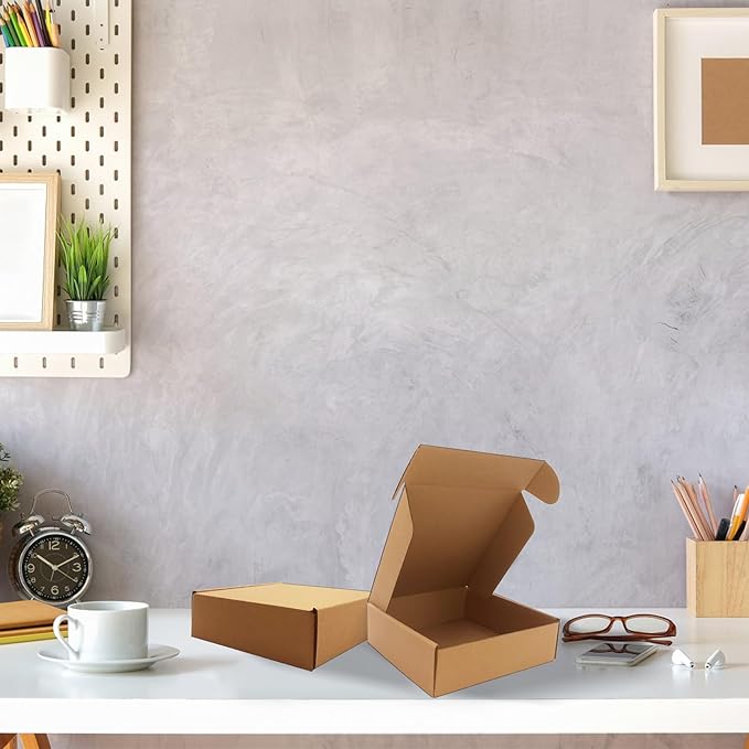 9x9x2 Inches Shipping Boxes Set of 25, Brown Corrugated Mailing Cardboard Box Literature Mailer for Packing Small Business Moving and Storage,E-Commerce Packaging (9"×9“×2”)