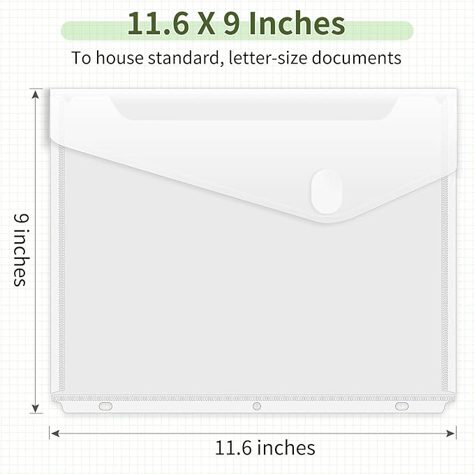 Sooez 30 Pack Binder Folders Pockets with Staggered Closures, Letter Size | Clear Binder Pockets for 3 Ring Binder, Space-saving Binder Organizer Sleeves, Binder Divider with Pockets, for School Office