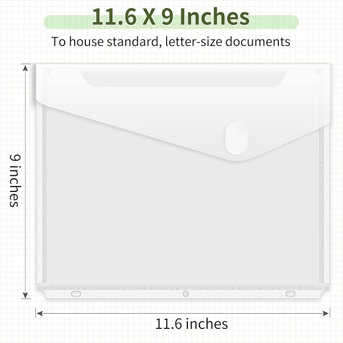 Sooez 6 Pack Binder Folders Pockets with Staggered Closures, Letter Size | Clear Binder Pockets for 3 Ring Binder, Space-saving Binder Organizer Sleeves, Binder Divider with Pockets, for School Office