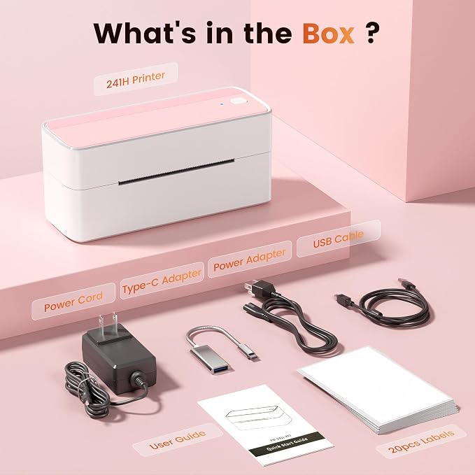 Phomemo High-Speed Shipping Label Printer 220mm/s - 4X6 Wireless Thermal Label Printer for Small Business, Compatible with iPhone, Android, Shopify, Amazon, USPS, Pink