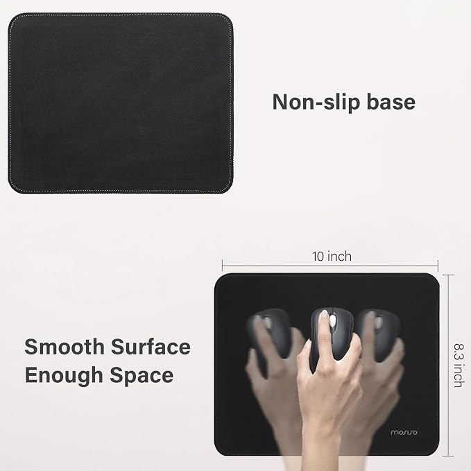 MOSISO Large Gaming Mouse Pad&Massage Keyboard Wrist Rest, Black | Mousepad&WristRest&Coaster,Ergonomic Non-Slip Base Pad Set&Pain Relief Easy Typing Cushion with Memory Foam for Home Office