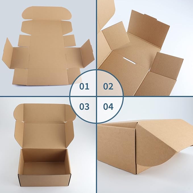PHAREGE 25 Pack 9x6x4 inch Cardboard Shipping Boxes, Brown Gift Boxes | Tuck Top, Quick Fold, Easy Assemble, Shape Well, Single Corrugated, DIY Cardboard, Hat Ship, Gift Wrap, Business Packaging