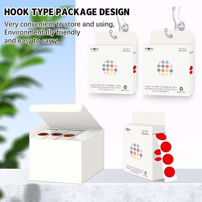 PARLAIM 1/2 Inch Round Permanent Adhesive Color-Code Dot Stickers,4000 Stickers 4RollS dots Label Dispenser Box Red Circle Stickers Labels (Red)