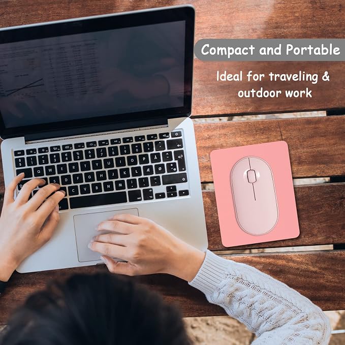 Dapesuom Small Mouse Pad, 5 x 6 Inch Thick Rubber Premium-Textured Non-Slip Portable & Washable Mini Mouse Mat for Women Men Wireless Laptops Keyboard Tray Gaming Computer Office Travel, Rose Pink
