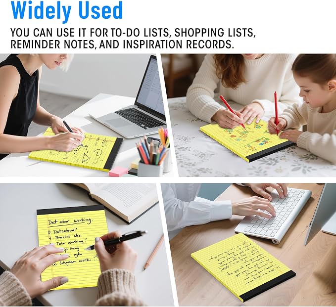 12pcs Legal Pads 8.5 x 11, Yellow Notepads 8.5 x 11 Perforate College Ruled | 30 Sheets/Pack, Yellow Note Pads Clear Print Writing Pads of Paper, Legal Notepads Paper, Sturdy Back, Thick Paper