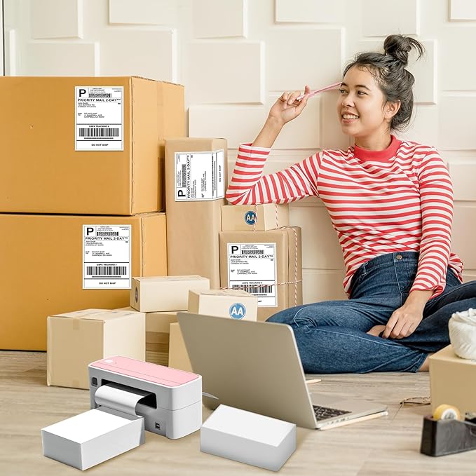 Phomemo Genuine 4X6 Thermal Shipping Label 1000 Labels per Stack - 4x6 FanFold Thermal Labels Compatible with Phomemo 241bt Shipping Label Printer, Strong Adhesive Shipping Labels, Commercial Grade