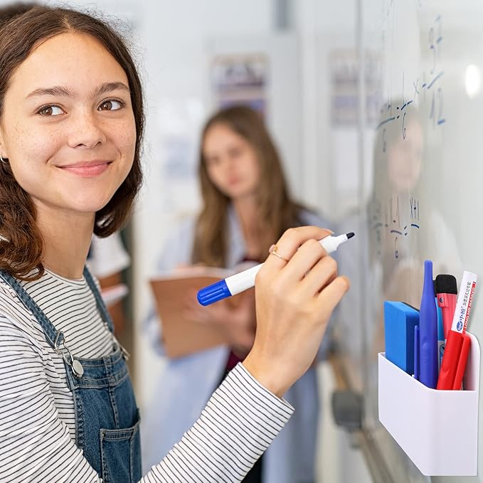 Colarr 20 Pack Magnetic Dry Erase Marker Holder Bulk Whiteboard Magnetic Marker Holder Pen Pencil Organizer for Back to School Office Supplies Teacher Classroom Must Refrigerator Locker(White, Black)