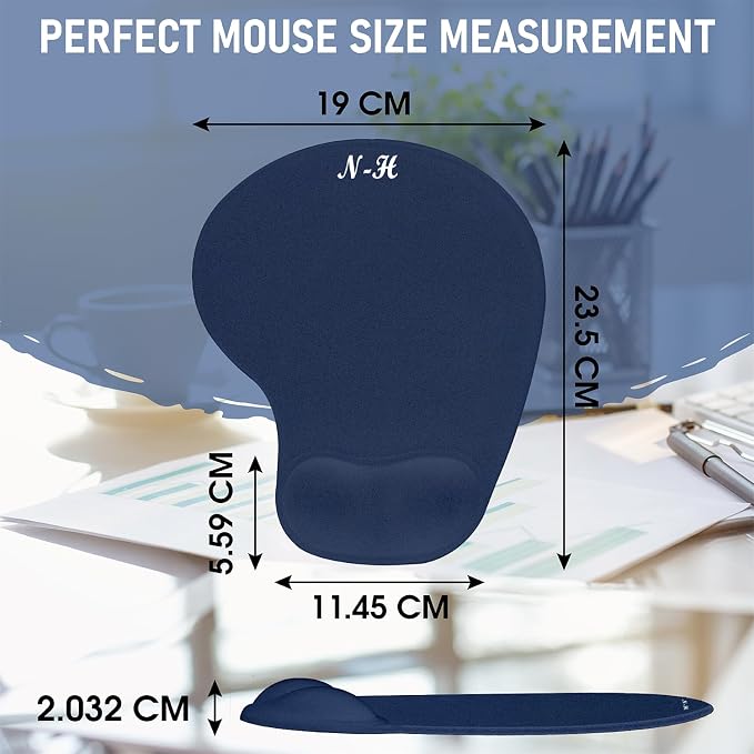 Ergonomic Mouse Pad with Wrist Rest, Gel Wrist Support Mousepad, Pain Relief Laptop Computer Mouse Pad, Non-Slip Mouse Pads for Home & Office (Blue, Regular)
