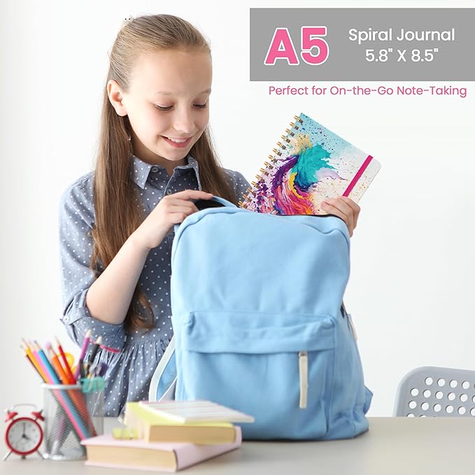 Lined Spiral Journal Notebook, A5 College Ruled Notebook for Note-Taking | 100 GSM No-Bleed Paper, Perfect for Writing, Journaling & Staying Organized at Work, School, or Home