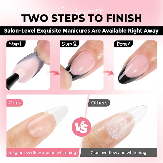 Luckyfairy Super Strong Nail Glue 5PcsX2g for Press On Nails | Quick Drying, Semi Solid Nail Glue Gel For Acrylic Fake Nails Tips, Mini Tubes, Mess-Free, No Lamp Needed, Beginners-Friendly