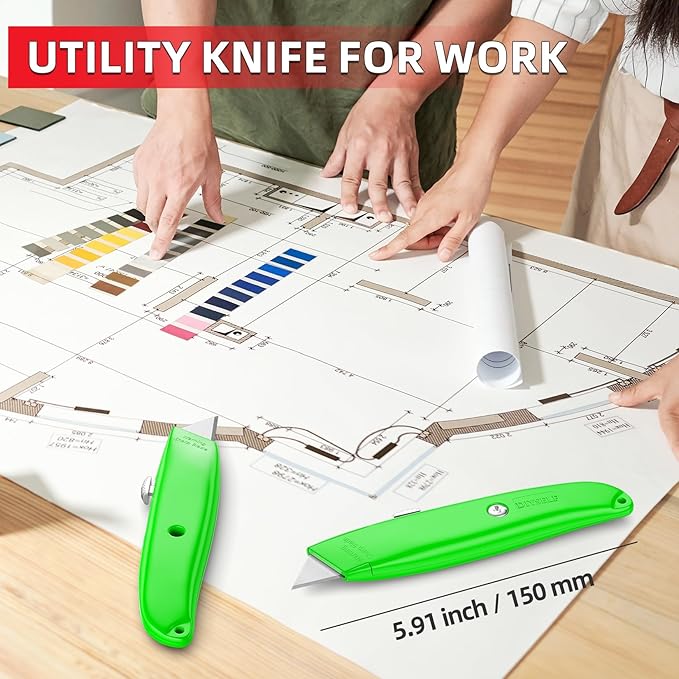 DIYSELF 30 Pack Box Cutters, SK5 Blade Retractable Utility Knives | Retractable Utility Knives for Cardboard, Leather, Plastic, Rope, Box Opener for Home, Warehouse, Office, PVC Pipe Cutter