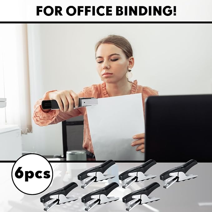 Yexiya 6 Pcs Heavy Duty Plier Stapler Heavy Duty Office Hand Held Staplers Effortless 50 Sheet Capacity Desk Good for Stapling Home Warehouse School, Black