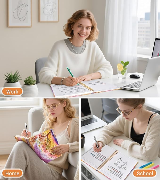 Lined Spiral Notebook Journal for Women, 150 Pages Cute Notebooks 5.75” x 8.38”, A5 Hardcover Spiral Journals with 100 GSM Thick Paper, College Ruled Notebook for Writing Work School, Autumn Tree